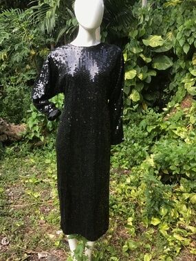 Vintage o.r.silk fashions 90s silk dress with sequins